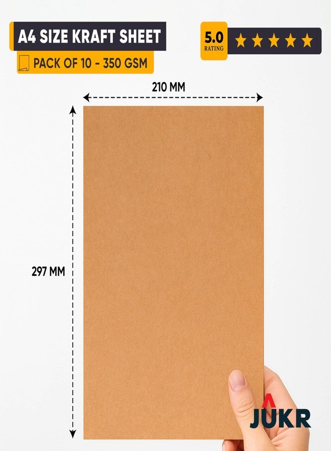 JUKR 350 GSM Thick Kraft Paper (Pack of 10) A4 Sheets Brown Imported Cardstock Ready to Print Craft Sheet for DIY Art Work, Painting, Scrapbooking, Greeting Cards, Invitations, Packaging, Custom Gift Tags - Image 2